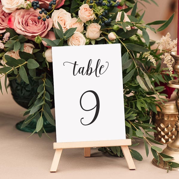 Wedding Table Numbers, Table Number, Wedding Reception Table Signage, Wedding Decoration, Wedding Stationery, Custom Colors - Dancing Script