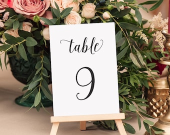 Wedding Table Numbers, Table Number, Wedding Reception Table Signage, Wedding Decoration, Wedding Stationery, Custom Colors - Dancing Script