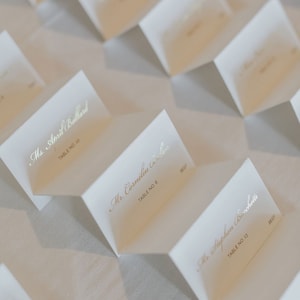 Gold Foil Wedding Place Cards, Wedding Escort Card, Calligraphy Script, Wedding Table Cards, Place Card, Seating Chart | Opposites Attract