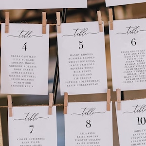 Schede di posti a sedere stampate, calligrafia romantica, ricevimento di nozze, biglietti da visita per gli ospiti, segnaletica, biglietti da visita - Timeless Romance