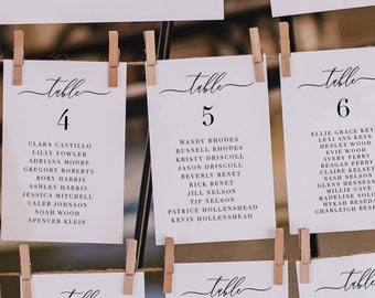 Printed Seating Chart Cards, Romantic Calligraphy, Wedding Reception, Guest Name Cards, Signage, Name Cards - Timeless Romance