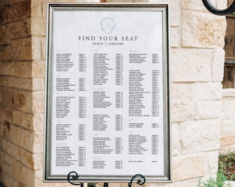 Monogram Shield Seating Chart - Seating Chart Poster - Wedding Seating Chart - Alphabetical, By Table Number - Printed Seating Arrangement