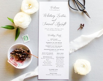 Wedding Programs - Wedding Day Program Card - Printed Ceremony Program - Order of Service - Customizable | Classic Calligraphy
