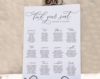 Timeless Romance Seating Chart - Seating Chart Poster - Wedding Seating Chart - Alphabetical, Classic - Printed Seating Arrangement Card