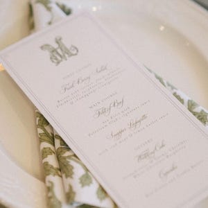 Custom Wedding Menu Cards - Wedding Menus - Elegant Calligraphy Script - 5x7&quot; or 4x9.25&quot; Printed Menus, Customizable | Monogram Mix