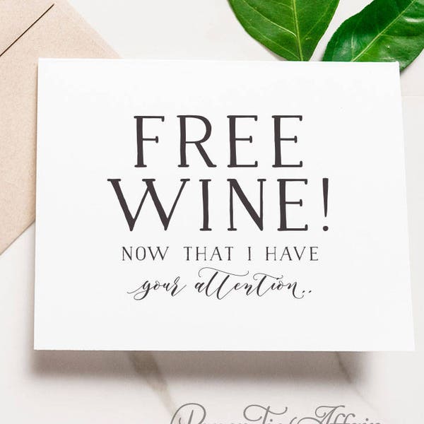 Funny Bridesmaid Card - Bridal Party Cards - Bridesmaid Proposal - Funny Maid of Honor Card - Wine Lover - Matron of Honor Card | WPC208