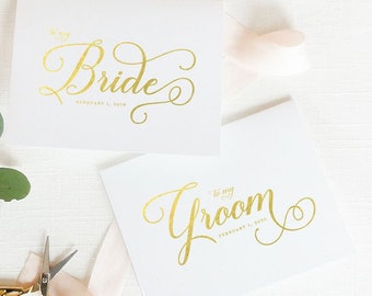 Foil Wedding Day Card for Bride or Groom - Custom Wedding Keepsake - Gift for Bride, Groom - Bridal Shower Gift - Add Wedding Date | WDC320