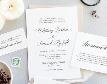 Wedding Invitation Suite - Simple Wedding Invitations - Calligraphy Invite Card - Customizable, Timeless, Modern | Classic Calligraphy