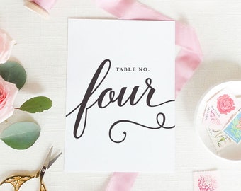 Table Numbers - Wedding Table Cards - Table Number - Modern, Script  - 5x7&quot; or 4x6&quot; Printed, Custom Wedding Decor | Whimsical King