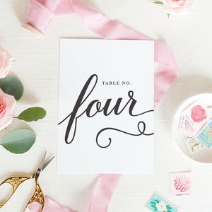 Table Numbers - Wedding Table Cards - Table Number - Modern, Script  - 5x7&quot; or 4x6&quot; Printed, Custom Wedding Decor | Whimsical King