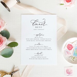 Menù per matrimonio - Menù - Menù per matrimonio - Elegante calligrafia - Menù stampati 5x7" o 4x9,25", personalizzabili / Romanticismo senza tempo
