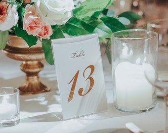 Gold Foil Table Numbers - Wedding Table Cards - Table Number - 5x7&quot; or 4x6&quot; Printed, Rose Gold, Gold, Silver, Copper | Opposites Attract