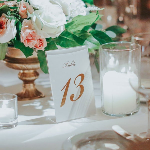 Gold Foil Table Numbers - Wedding Table Cards - Table Number - 5x7" or 4x6" Printed, Rose Gold, Gold, Silver, Copper | Opposites Attract