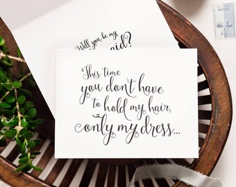 Juego de tarjetas divertidas "¿Quieres ser mi dama de honor?" - Sé mi dama de honor, madrina de honor, tarjeta para amigas de la universidad, tarjeta divertida de dama de honor / WPC209