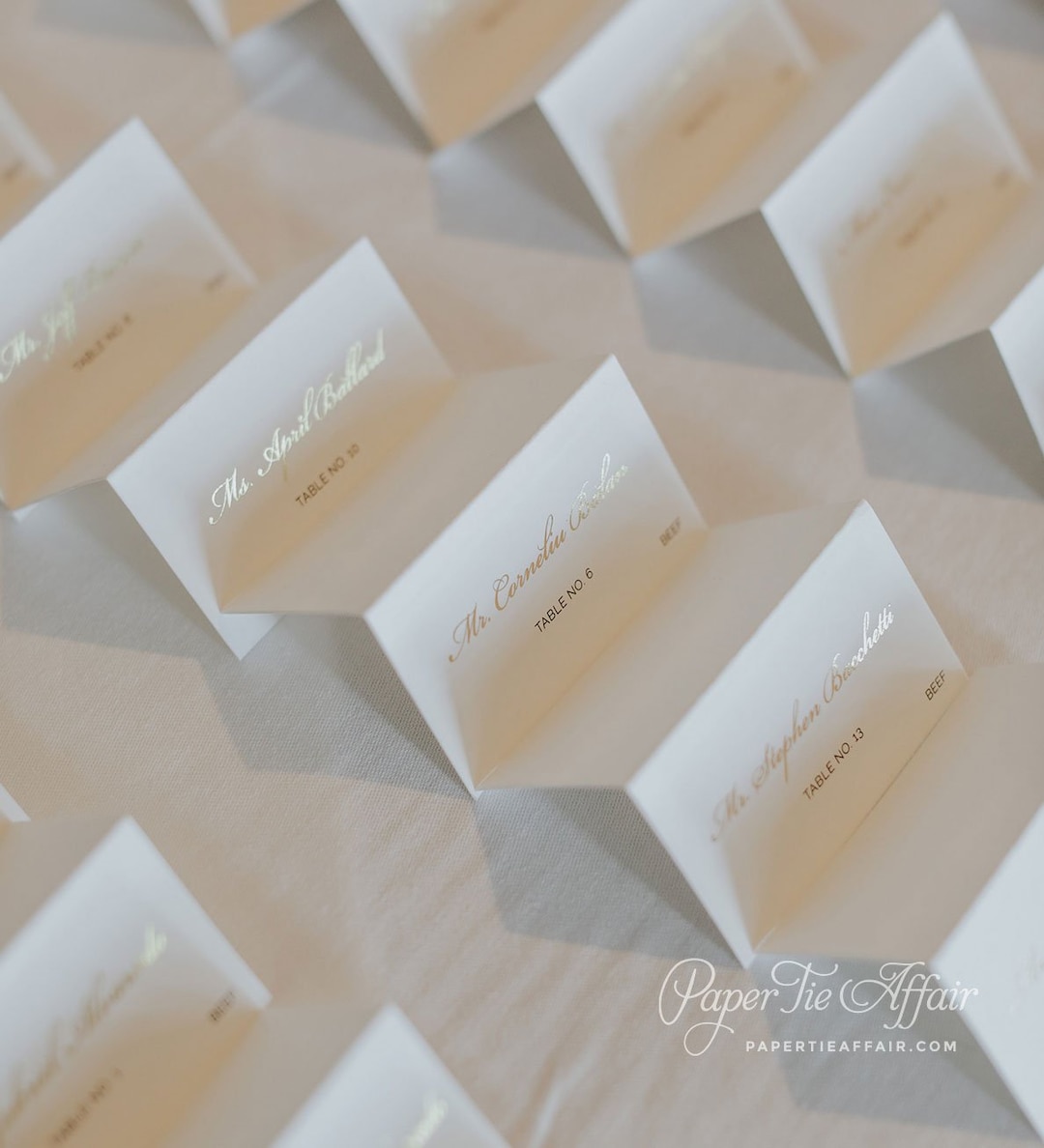 Vip Wedding Table Card Gold Foil Wedding Place Cards, Wedding Escort Card, Calligraphy Script ...