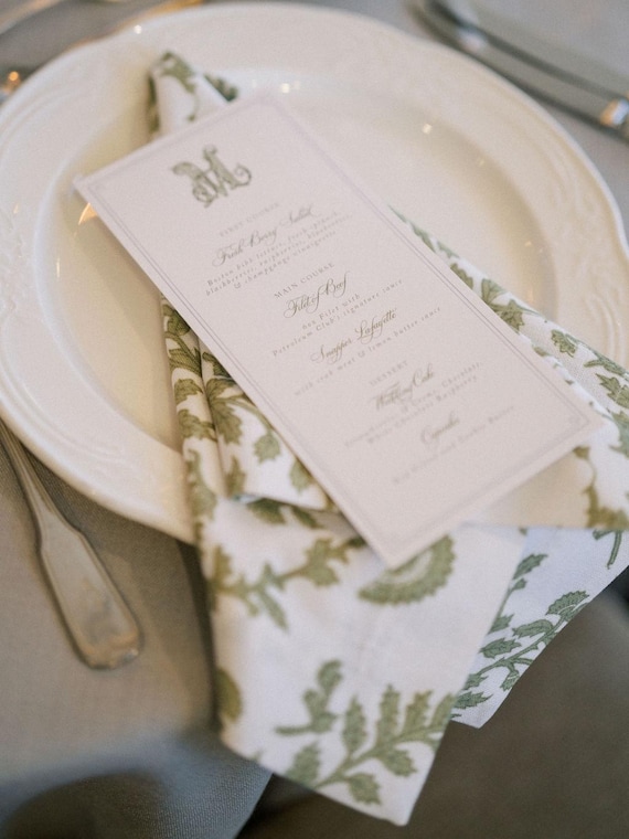 Custom Wedding Menu Cards - Wedding Menus - Elegant Calligraphy Script - 5x7" or 4x9.25" Printed Menus, Customizable | Monogram Mix