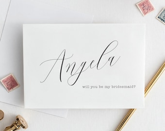 Personalized Will You Be My Bridesmaid Card - Bridesmaid Cards - Bridal Party Cards - Bridesmaid Proposal , Maid of Honor | Typewriter Name