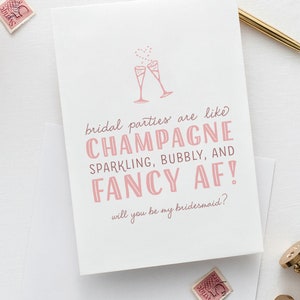 Funny Bridesmaid Proposal Card Will You Be My Bridesmaid Cards, Bridesmaid Proposal Maid of Honor, Champagne, Fancy AF WPC000 image 4