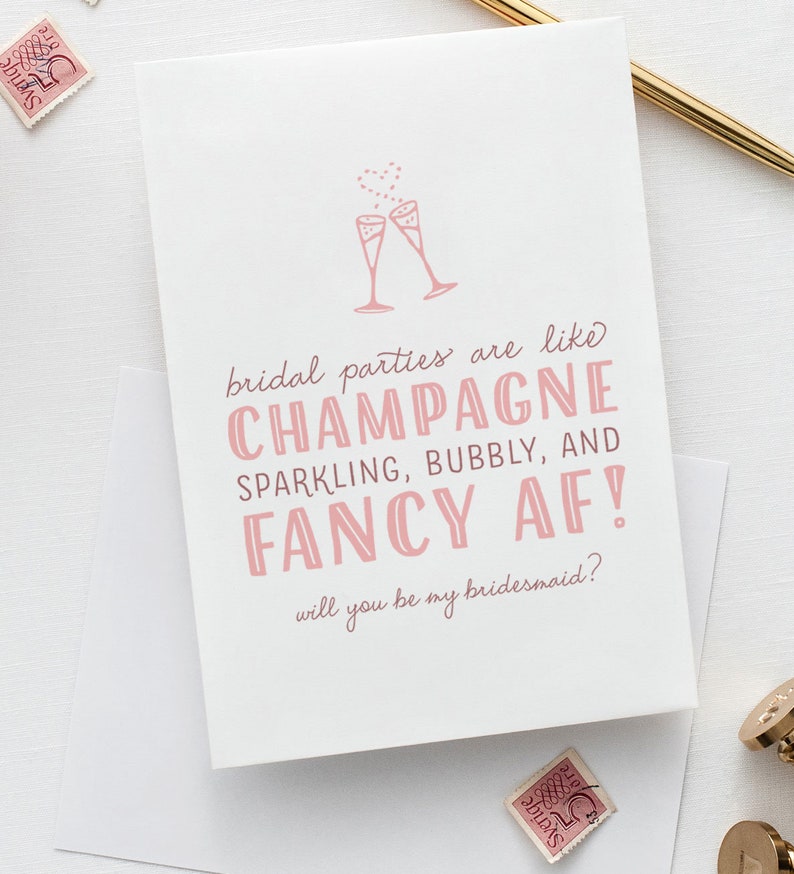 Funny Bridesmaid Proposal Card Will You Be My Bridesmaid Cards, Bridesmaid Proposal Maid of Honor, Champagne, Fancy AF WPC000 image 4