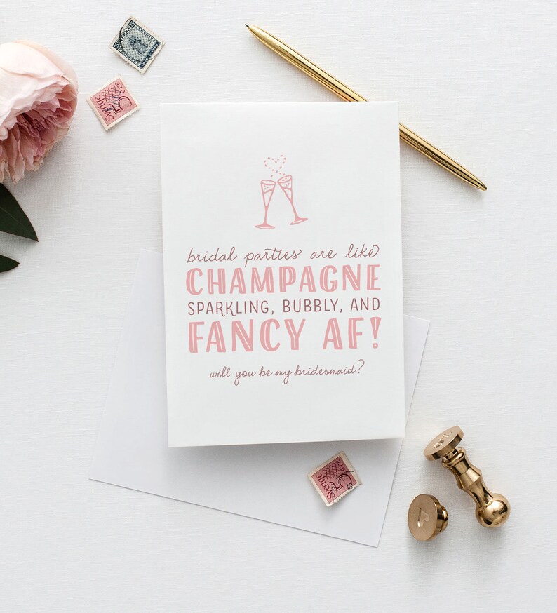 Funny Bridesmaid Proposal Card Will You Be My Bridesmaid Cards, Bridesmaid Proposal Maid of Honor, Champagne, Fancy AF WPC000 image 2