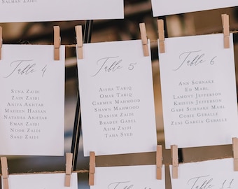 Printed Seating Chart Cards, Romantic Calligraphy, Wedding Reception, Guest Name Cards, Signage, Name Cards - Eternal Love