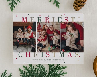 Holiday Photo Card - Christmas Photo Cards - Horizontal - Holiday Photo Cards, Double Sided, Customizable | Festive Dots