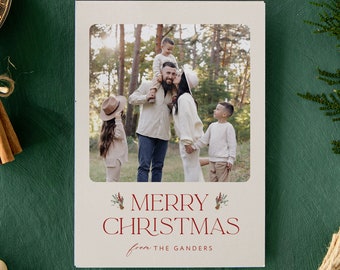 Modern Holiday Cards - Christmas Photo Cards - Holiday Photo Cards, Double Sided, Customizable | Modern Pine