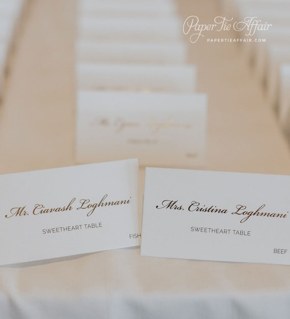 Escort Cards Seating cards Wedding Name Cards Gold Place Cards Dinner Party Antique Gold and Ivory Place Cards Tented