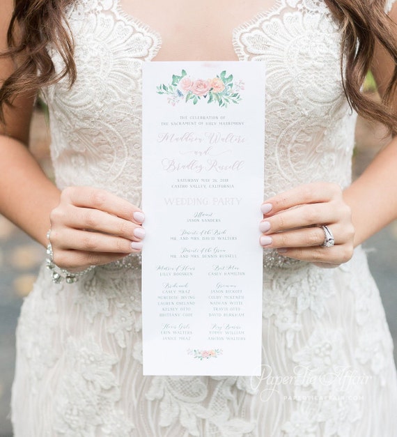 Floral Wedding Programs Wedding Day Program Printed Etsy