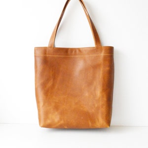 Classic Leather Tote Bag / Tan Leather Tote / Tan Leather Handbag / Leather Bag / Saddle Tan Leather Shoulder Bag / Leather Work Tote Toffee image 1