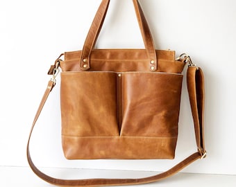 cognac leather diaper bag