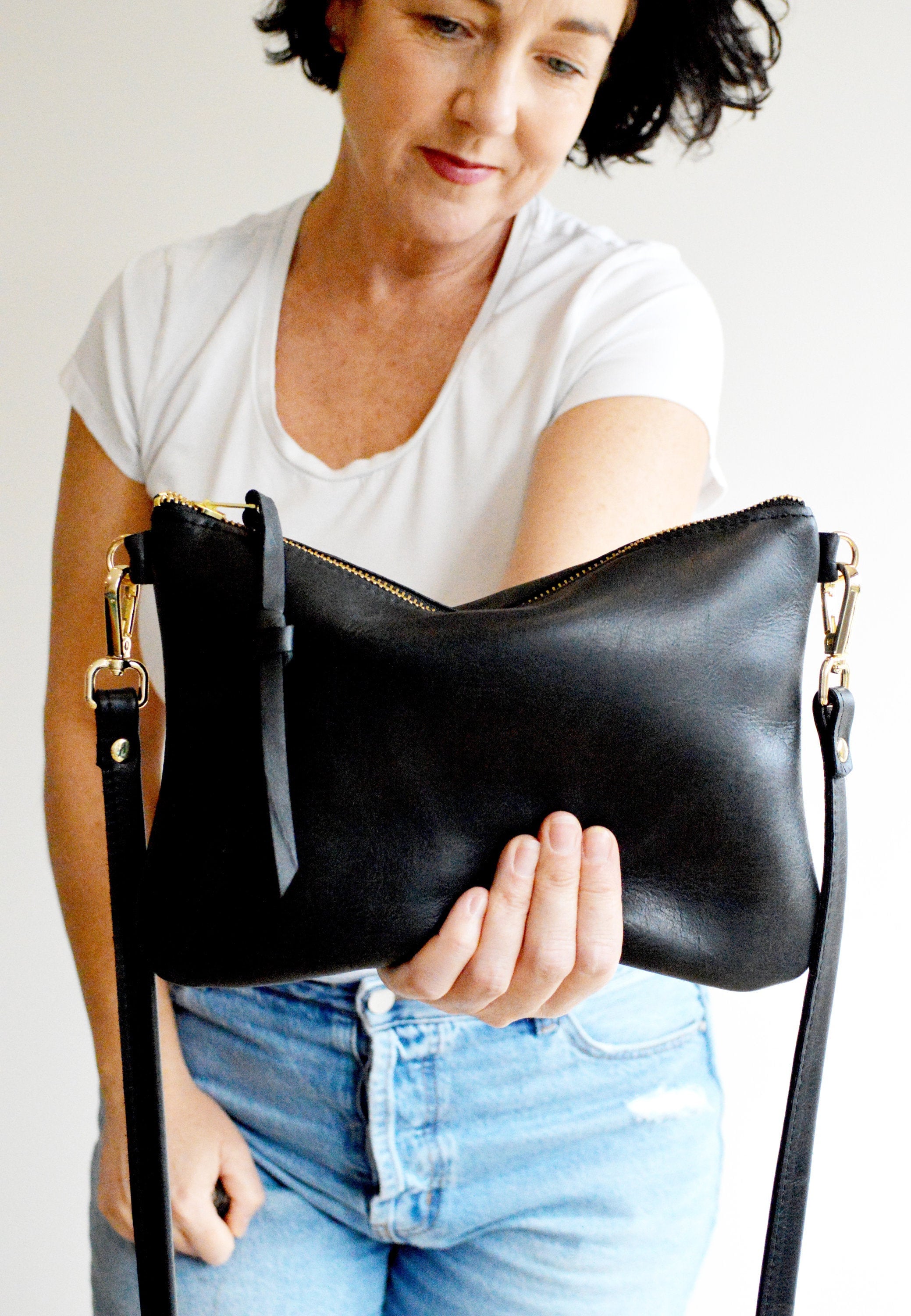 black leather crossbody