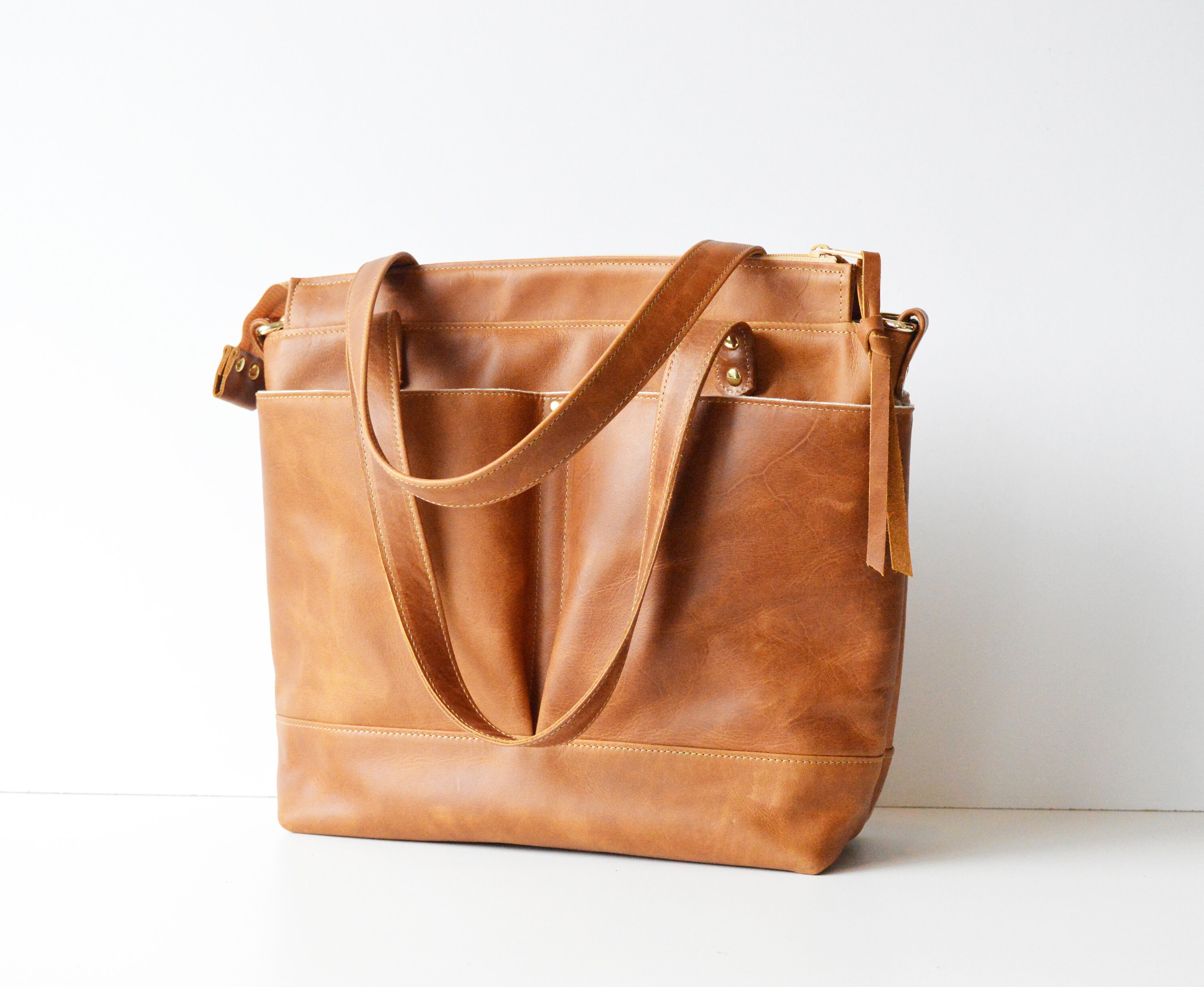 Tan Leather Diaper Bag / Convertible Leather Backpack Bag / Etsy