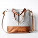 Light Grey and Tan Leather Work Bag / Large Work Tote / Ideal for School or College / Handmade Leather Bag / Convertible Backpack Bag