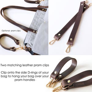Mommy Bag Leather Stroller Clips (pair Of Two), Leather Diaper Bag Clips Stroller Hook