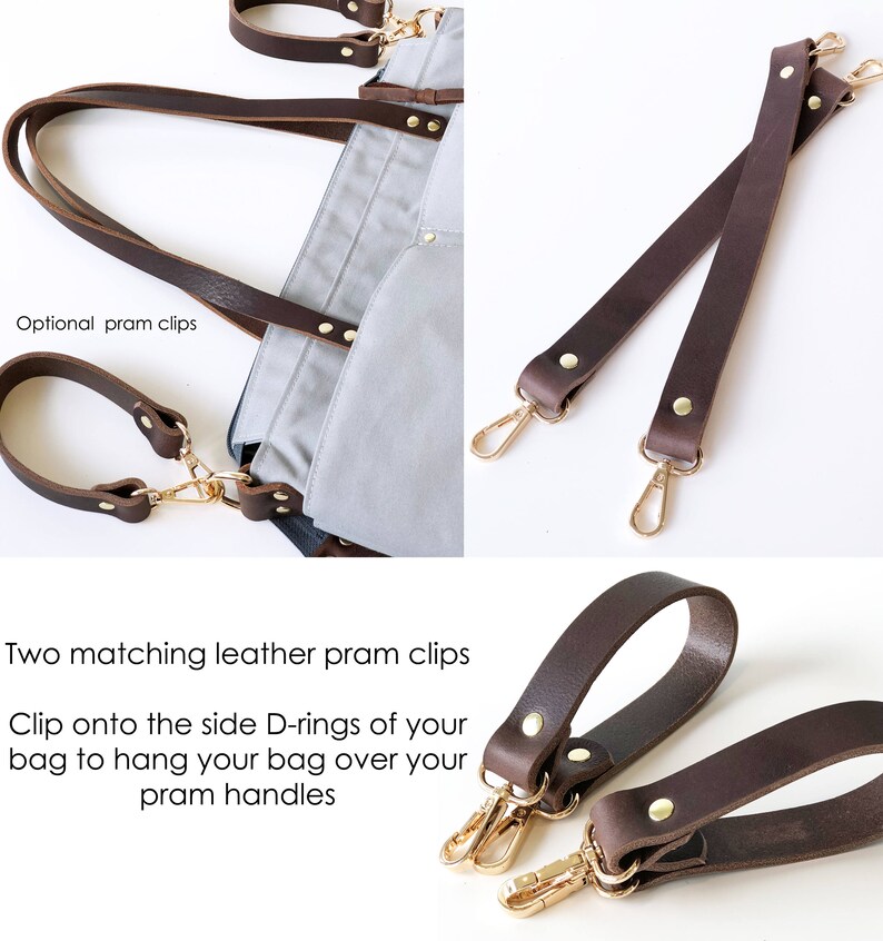 Leather Pram Clips Detachable Leather Diaper Bag Pram Clips Etsy