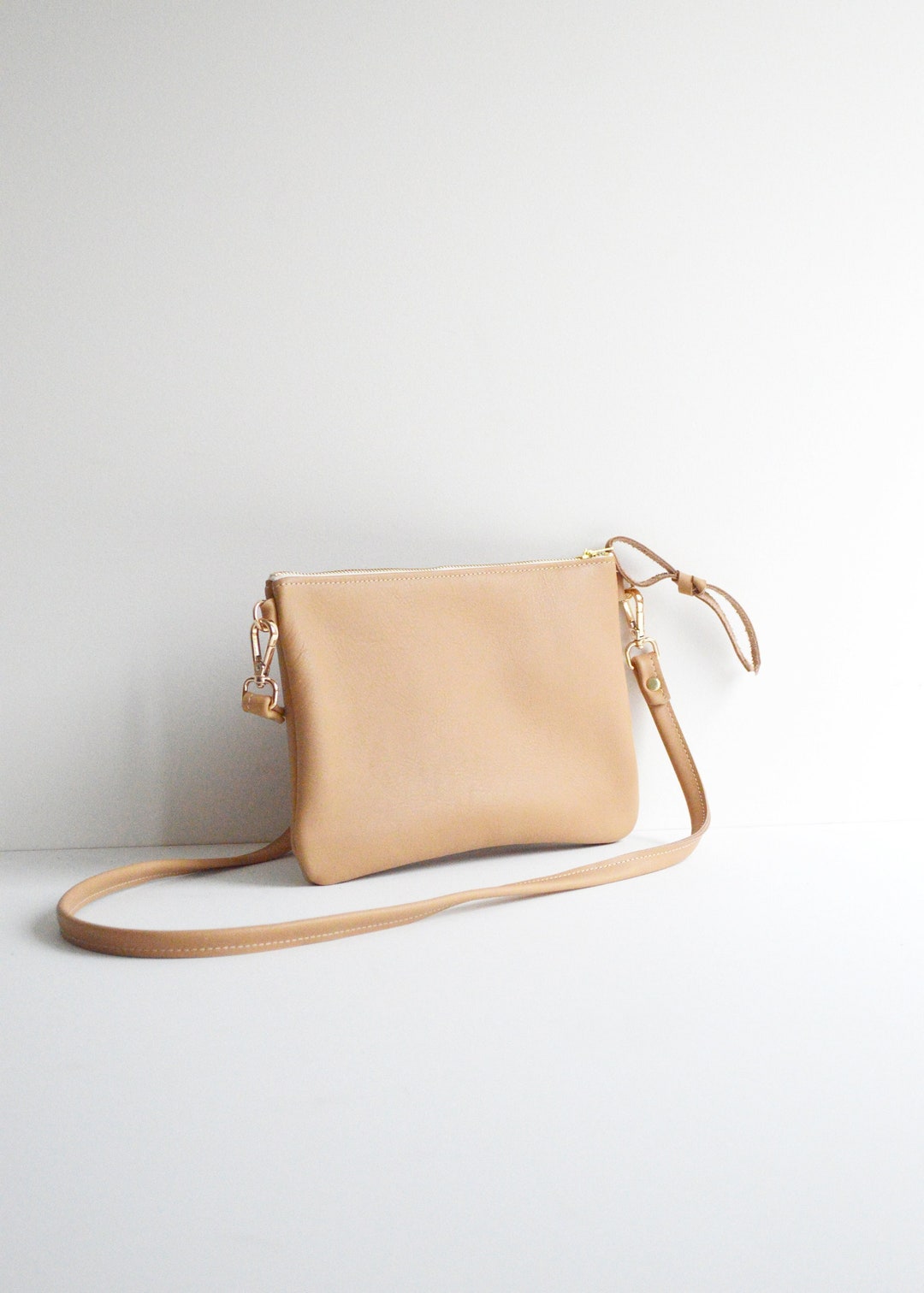 Beige Leather Crossbody Bag, Beige Leather Purse, Small Leather Purse