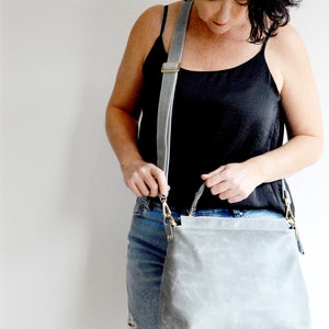 Leather Hobo Bag, Hobo Bag, Grey Leather Handbag, Gray Leather Purse, Leather Shoulder Bag, Leather Gift for Her, Gift for 3rd Anniversary image 7