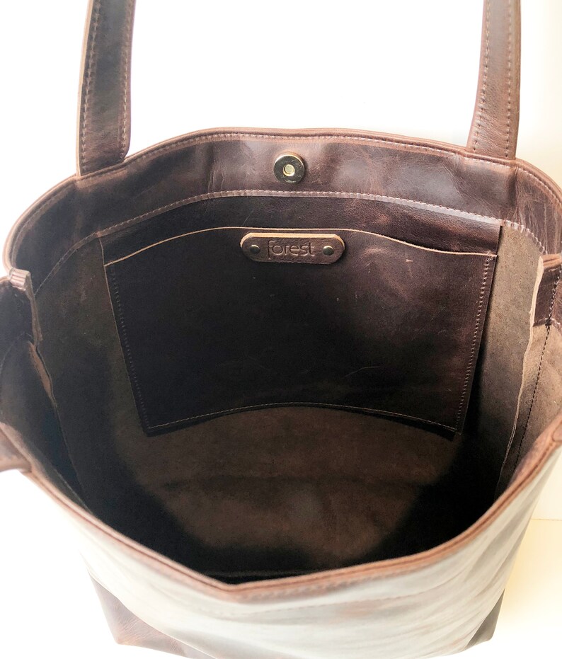 Dark Brown Leather Tote Bag. Handmade Leather Shoulder Bag in Etsy