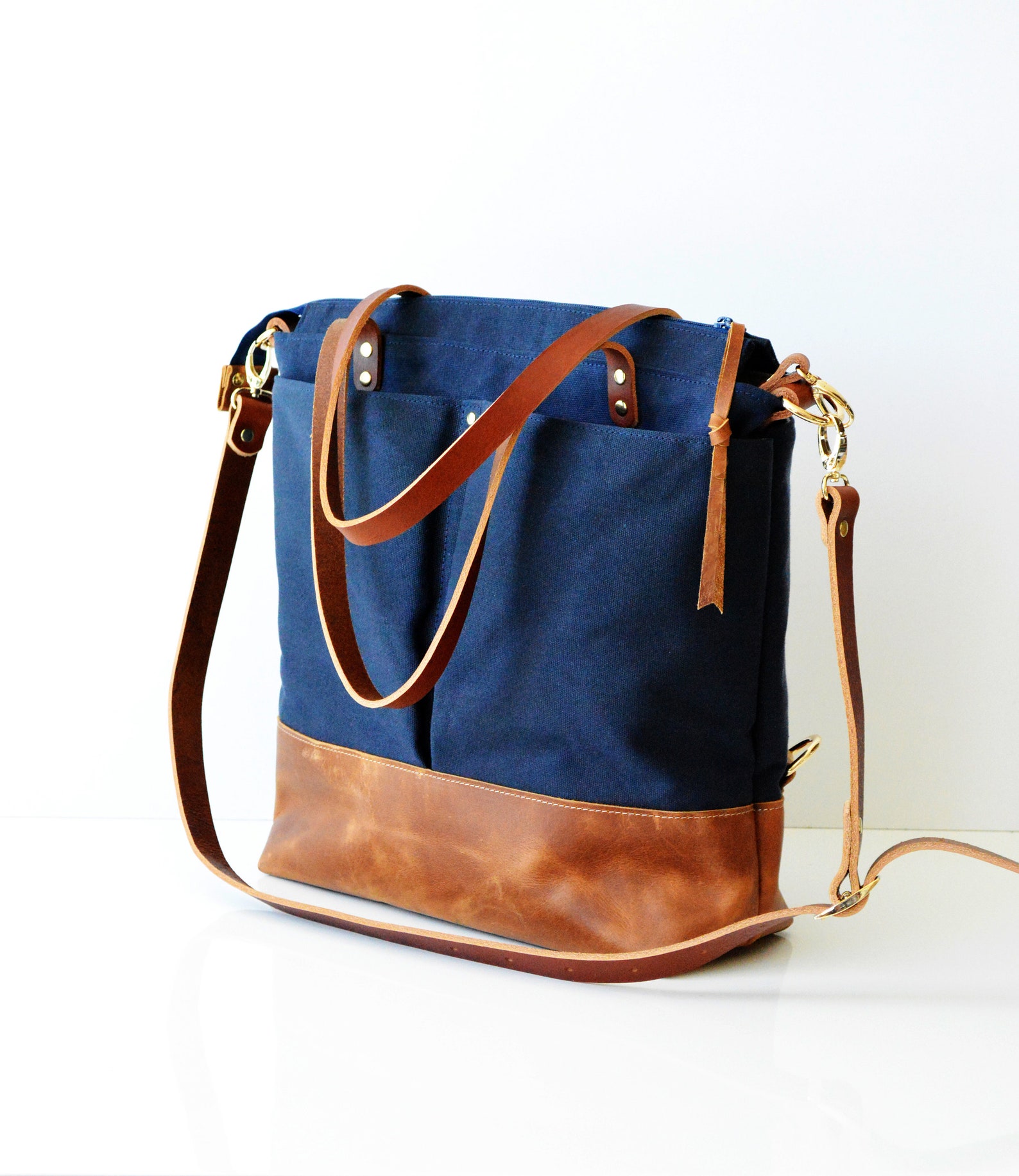 Large Leather Work Bag Converts to Backpack Crossbody Bag or Etsy