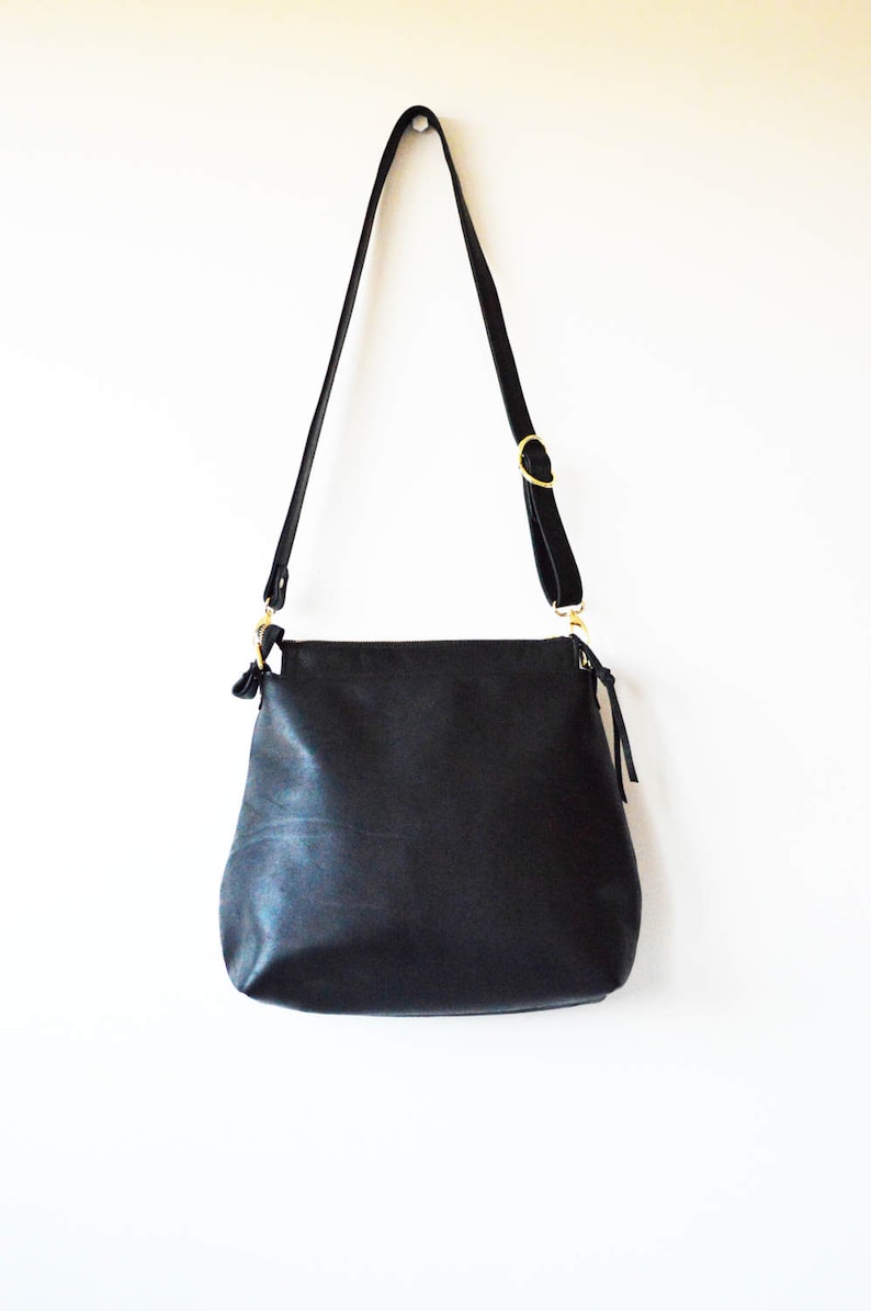 Black Leather Hobo Bag Leather Crossbody Bag Leather Purse | Etsy