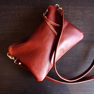 Whiskey Leather Crossbody Bag. Handmade Small Brown Leather Purse for Women.