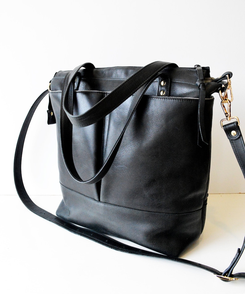 Black Leather Diaper Bag / Convertible Leather Backpack Bag / Etsy