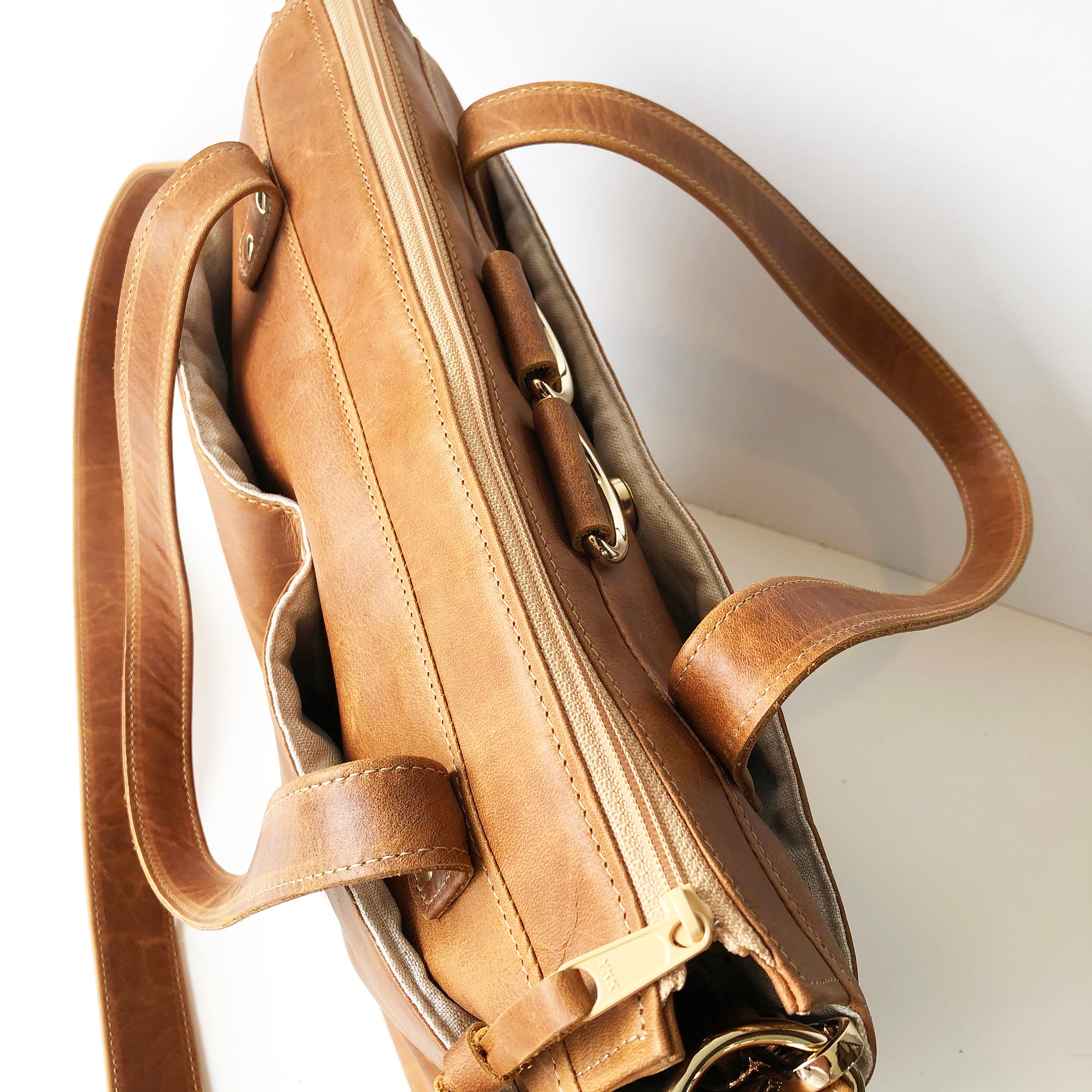 Tan Leather Diaper Bag / Convertible Leather Backpack Bag / Etsy