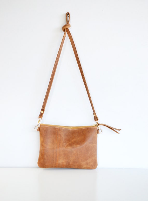 Bags | Tan Small Leather Cross Body Purse | Poshmark