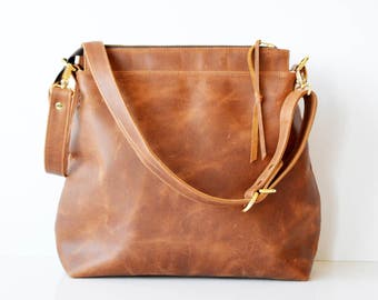 Tan Leder Hobo Tasche, Damen Lederhandtasche, Leder Hobo Geldbörse, Leder Schultertasche, Leder Geschenk für sie, 3