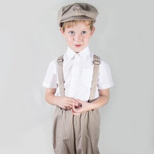 Toddler Boy Outfit Beige Baby Boy Newsboy Hat Tartan Bow Tie - Etsy