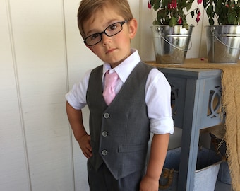 Toddler ring bearer outfit Grey wedding outfit boy Vest and pants Baby boy vest Toddler boy pants Page boy outfit Infant boy wedding clothes