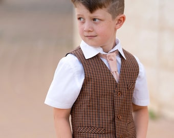 Boys tartan vest Toddler boy ring bearer outfit Baby boy photo props Summer outfit boys wedding outfit Ring bearer gift Pants Not Included