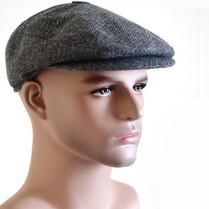 Tweed newsboy hat Grey wool hat Driver cap Mens newsboy cap Womens newsboy cap Peaky Blinders hat gray Cabbie hat Flat cap Newspaper boy hat image 1